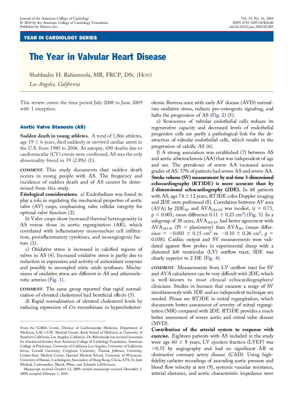 The Year in Valvular Heart Disease