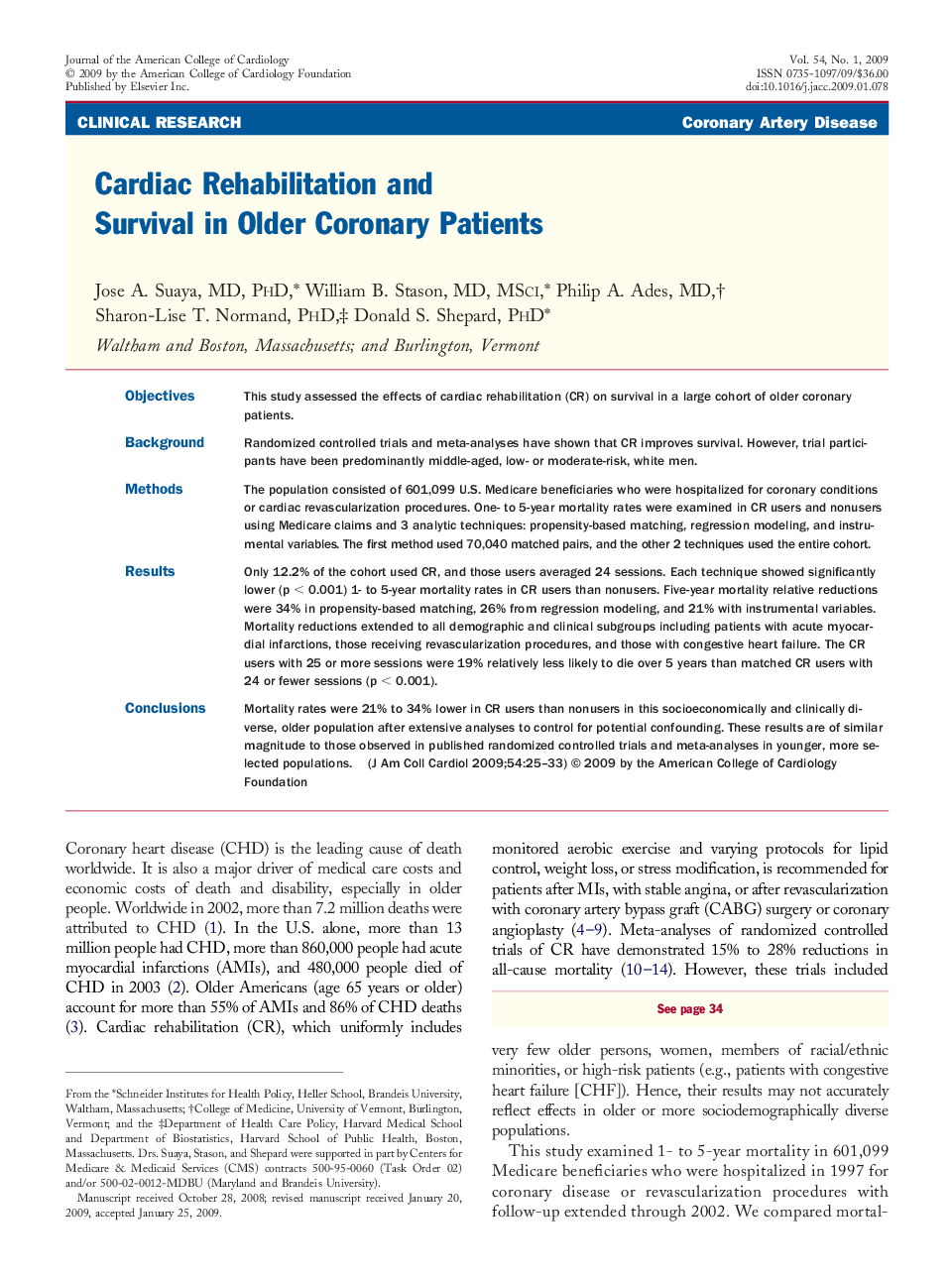 Cardiac Rehabilitation and Survival in Older Coronary Patients 