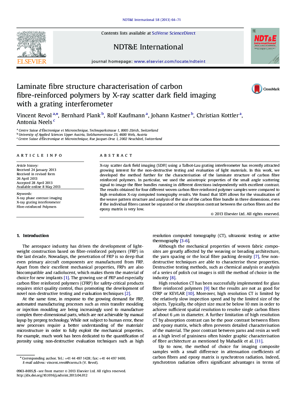 Laminate fibre structure characterisation of carbon fibre-reinforced polymers by X-ray scatter dark field imaging with a grating interferometer