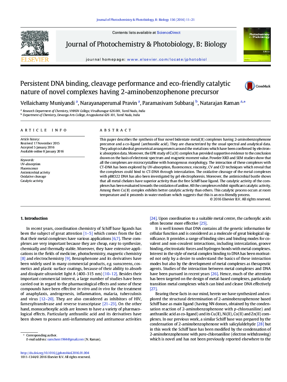 Persistent DNA binding, cleavage performance and eco-friendly catalytic nature of novel complexes having 2-aminobenzophenone precursor