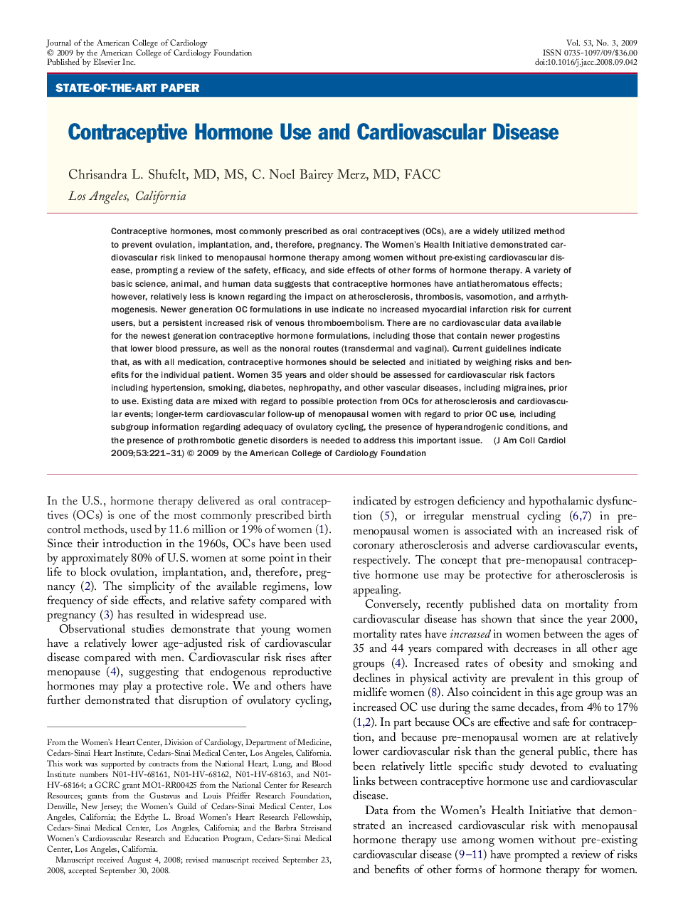 Contraceptive Hormone Use and Cardiovascular Disease 