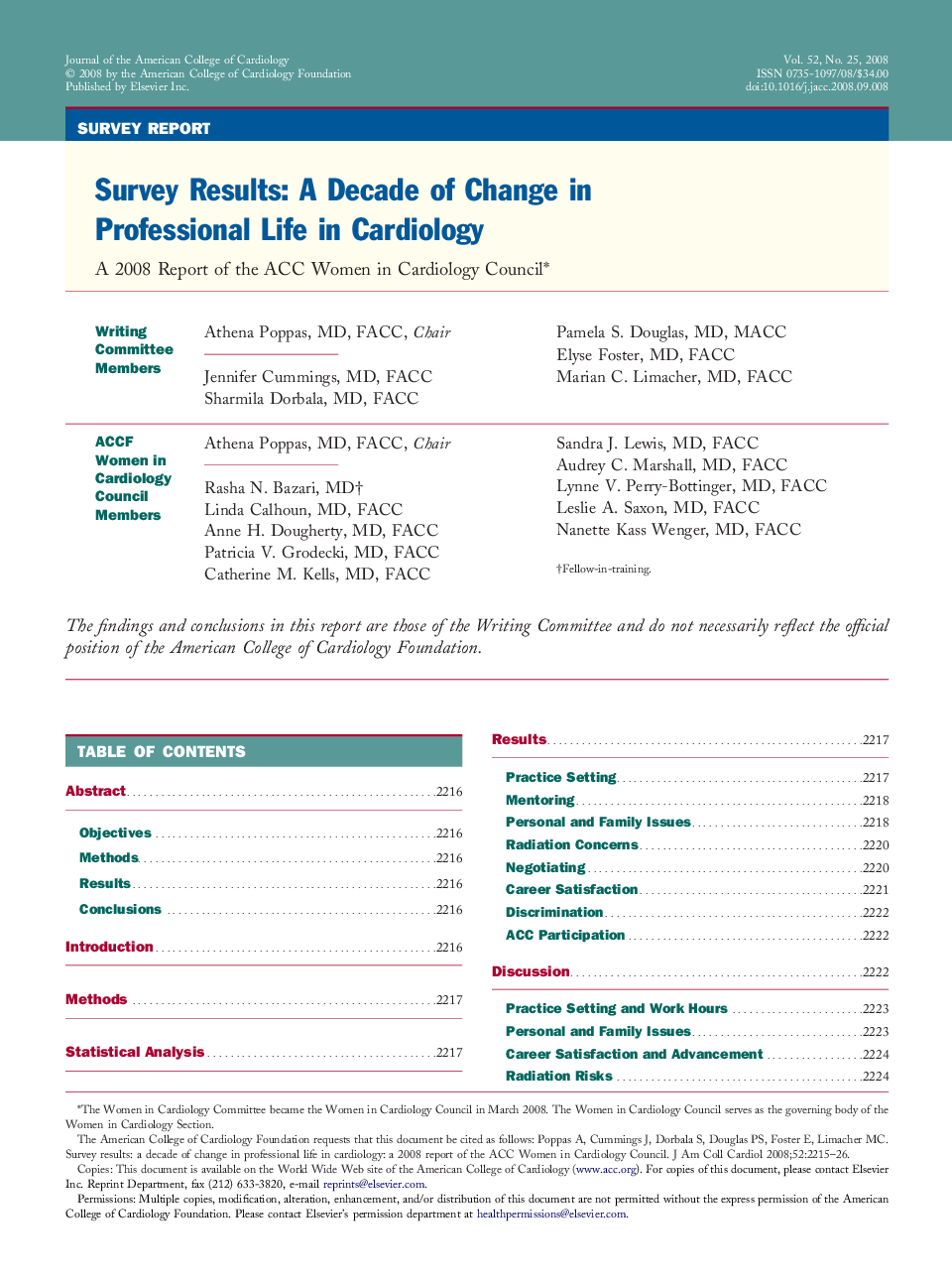 Survey Results: A Decade of Change in Professional Life in Cardiology