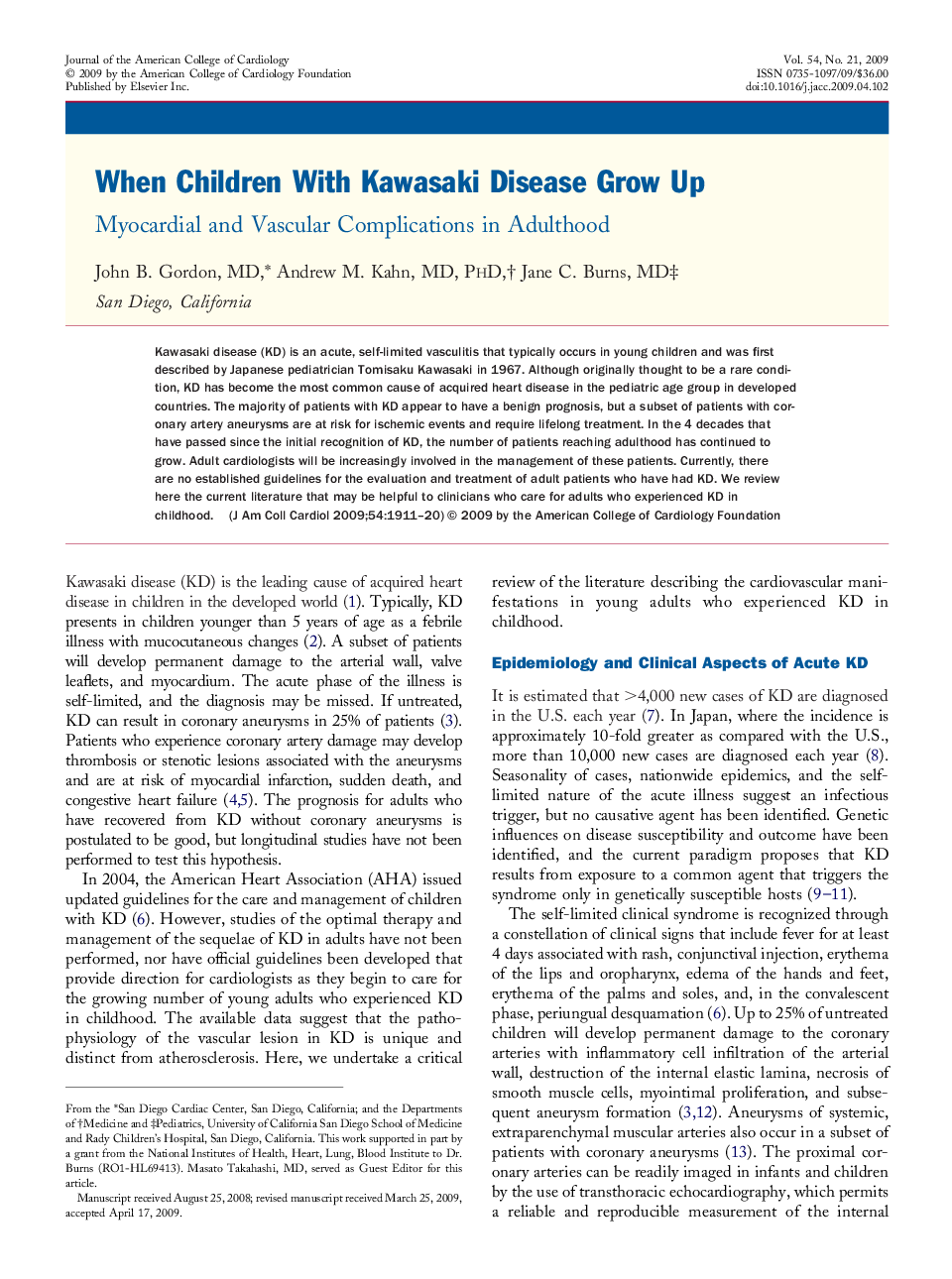 When Children With Kawasaki Disease Grow Up : Myocardial and Vascular Complications in Adulthood