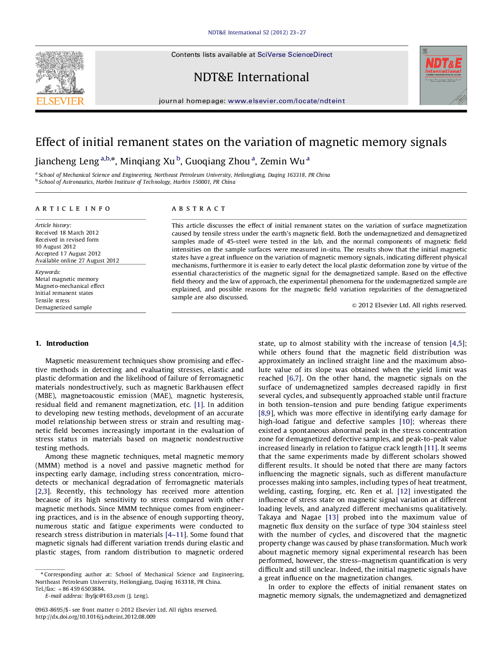 Effect of initial remanent states on the variation of magnetic memory signals