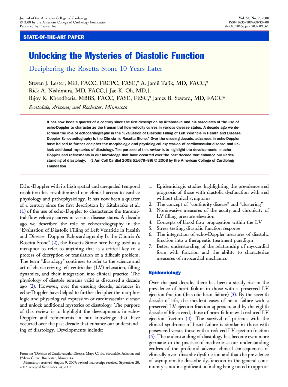 Unlocking the Mysteries of Diastolic Function