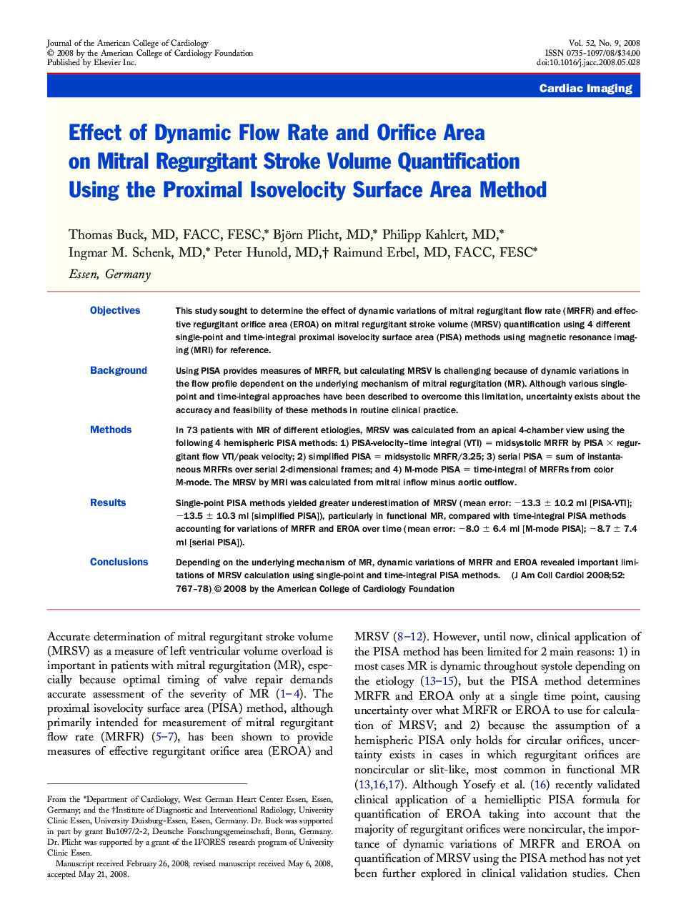 Effect of Dynamic Flow Rate and Orifice Area on Mitral Regurgitant Stroke Volume Quantification Using the Proximal Isovelocity Surface Area Method 