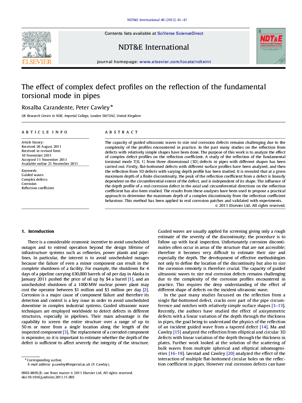 The effect of complex defect profiles on the reflection of the fundamental torsional mode in pipes