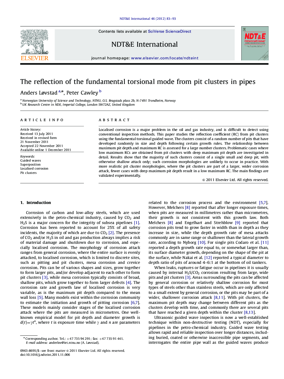 The reflection of the fundamental torsional mode from pit clusters in pipes