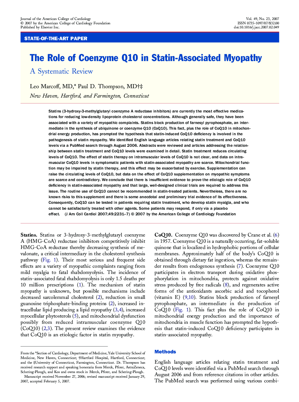 The Role of Coenzyme Q10 in Statin-Associated Myopathy: A Systematic Review