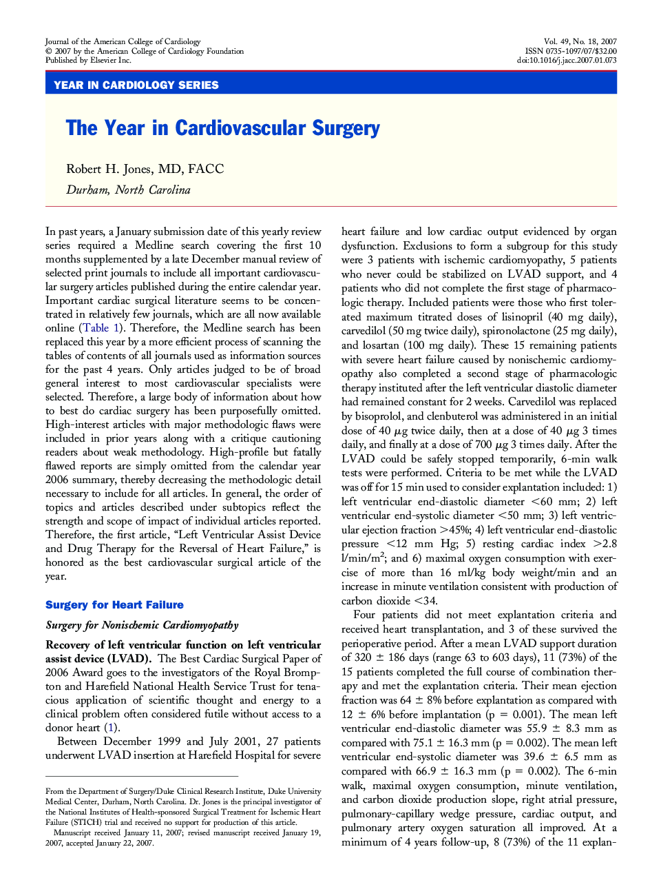 The Year in Cardiovascular Surgery