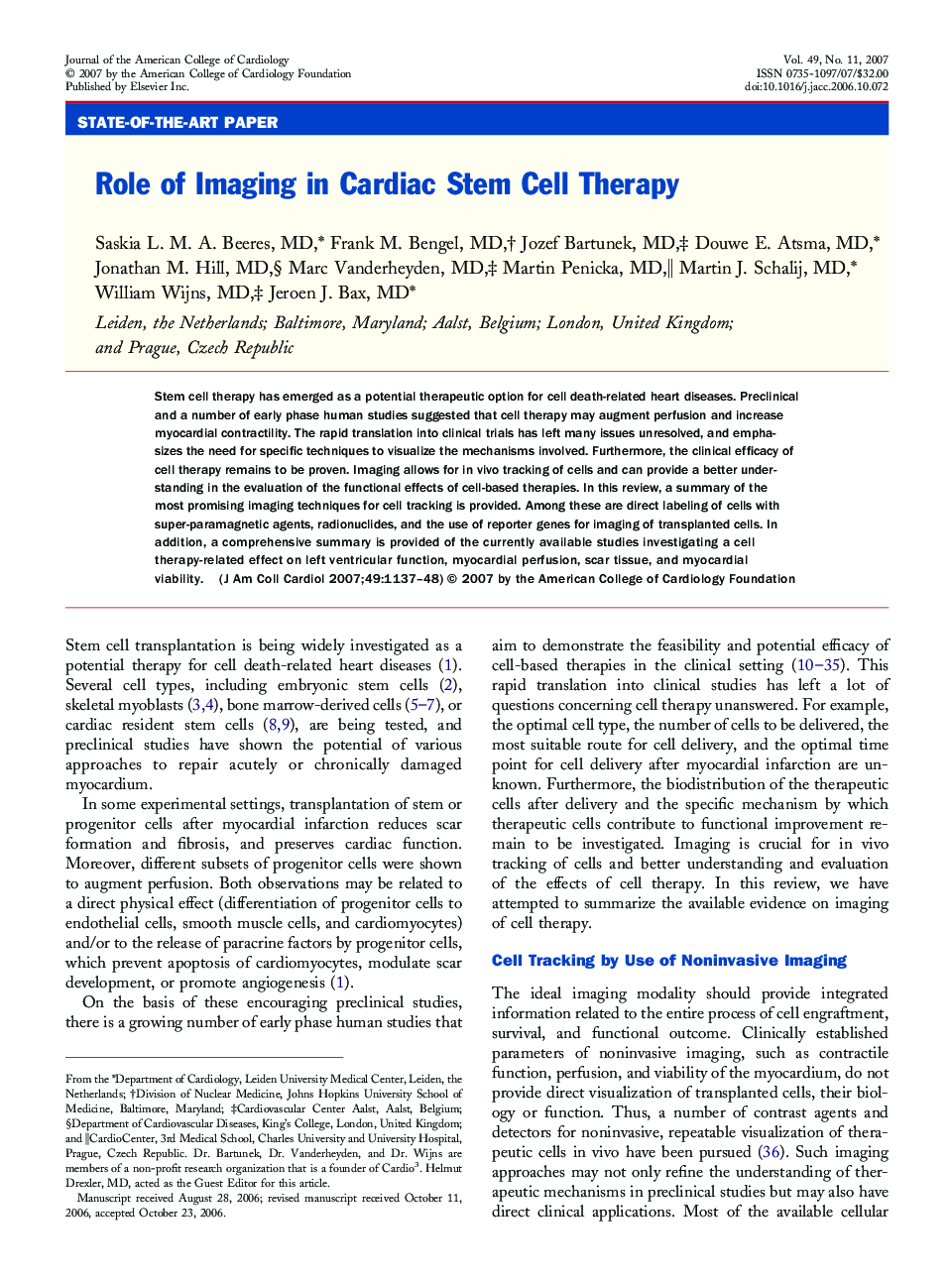 Role of Imaging in Cardiac Stem Cell Therapy 