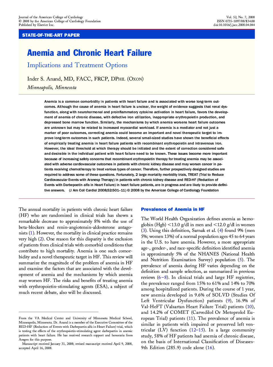 Anemia and Chronic Heart Failure : Implications and Treatment Options