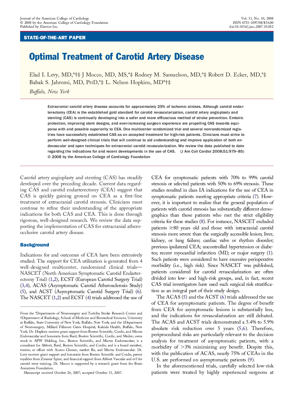 Optimal Treatment of Carotid Artery Disease 