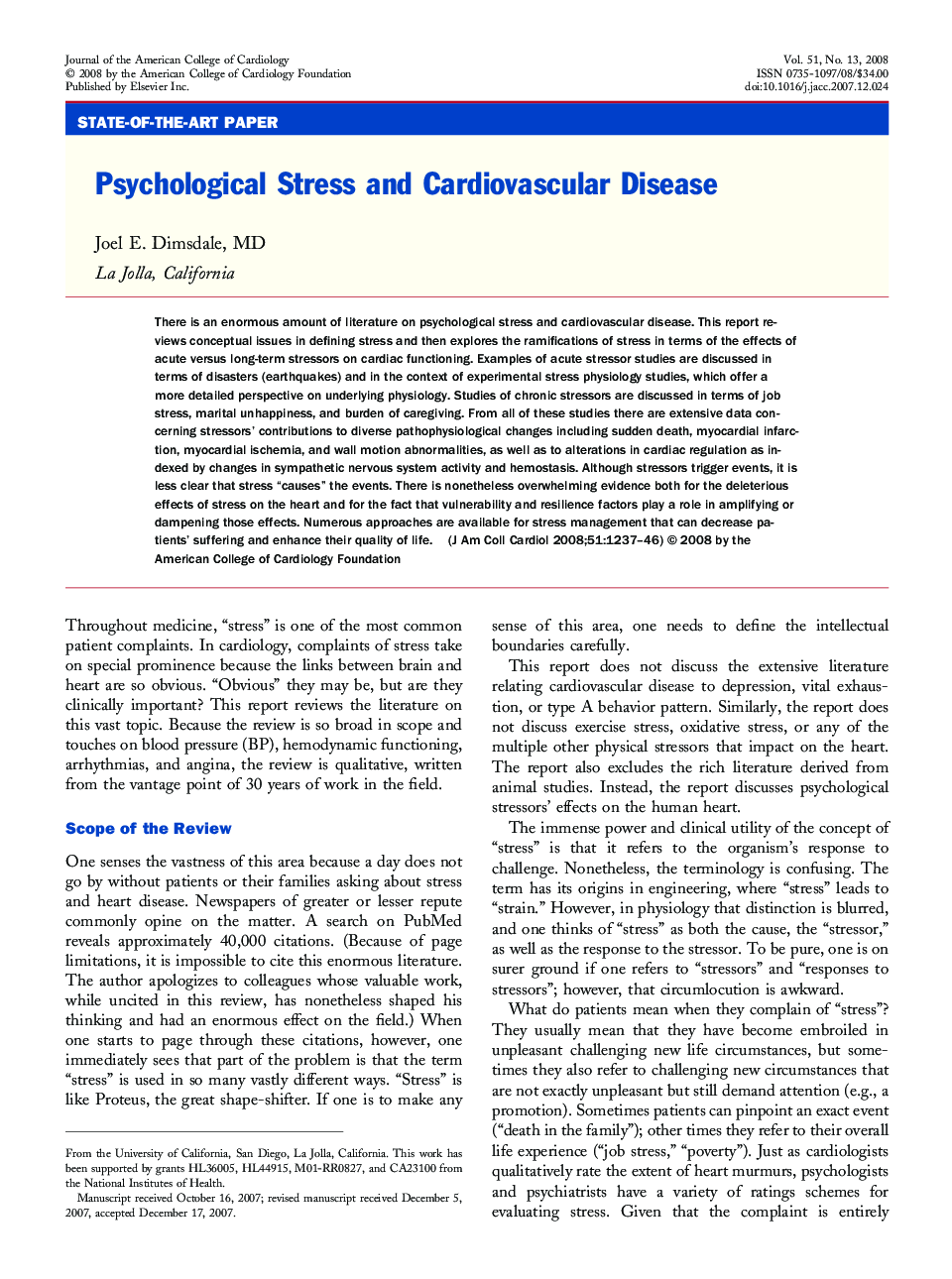 Psychological Stress and Cardiovascular Disease 