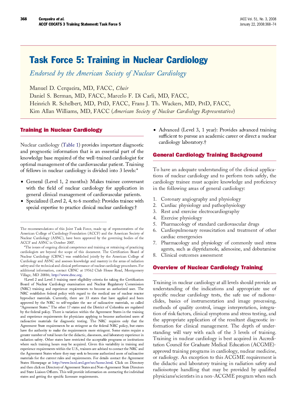 Task Force 5: Training in Nuclear Cardiology