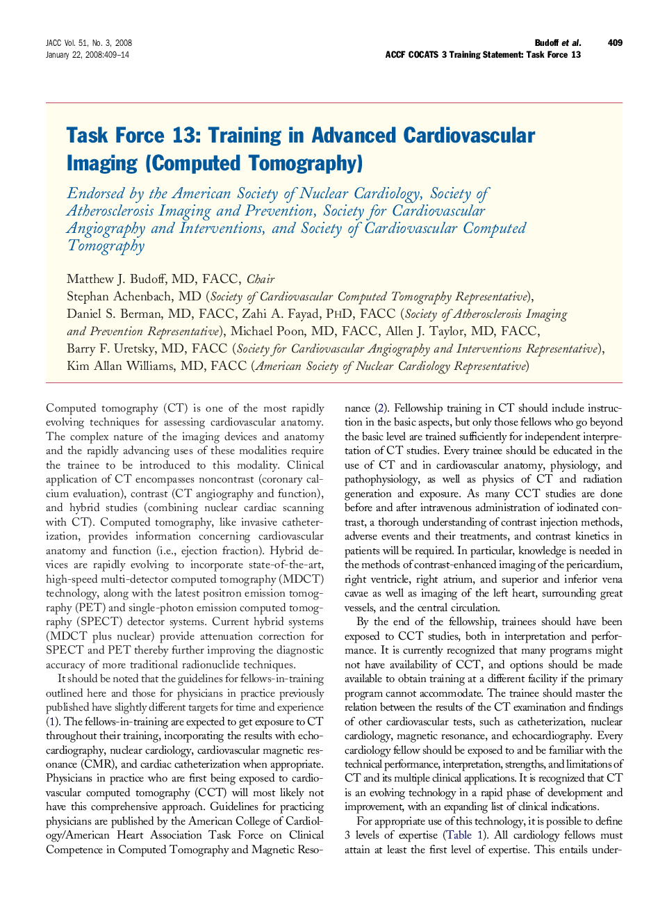 Task Force 13: Training in Advanced Cardiovascular Imaging (Computed Tomography)