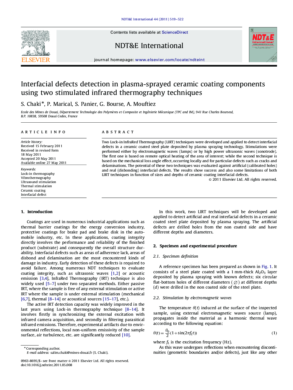 Interfacial defects detection in plasma-sprayed ceramic coating components using two stimulated infrared thermography techniques