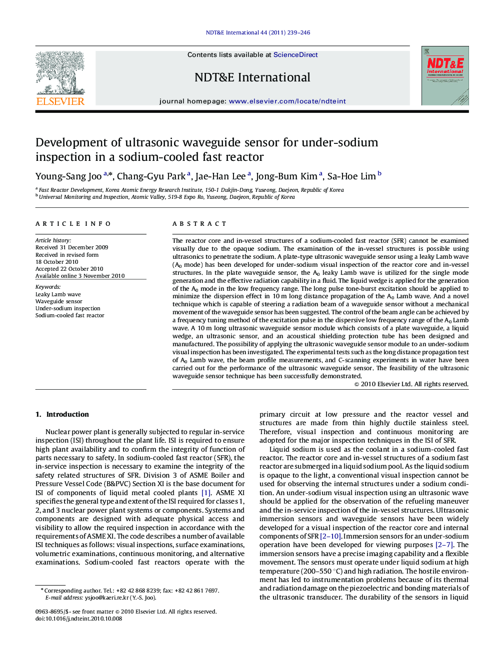 Development of ultrasonic waveguide sensor for under-sodium inspection in a sodium-cooled fast reactor