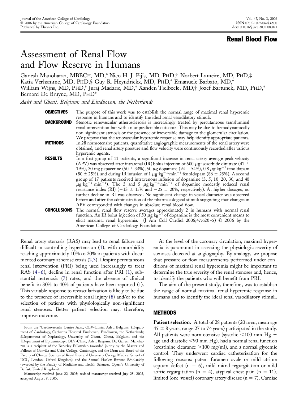 Assessment of Renal Flow and Flow Reserve in Humans 