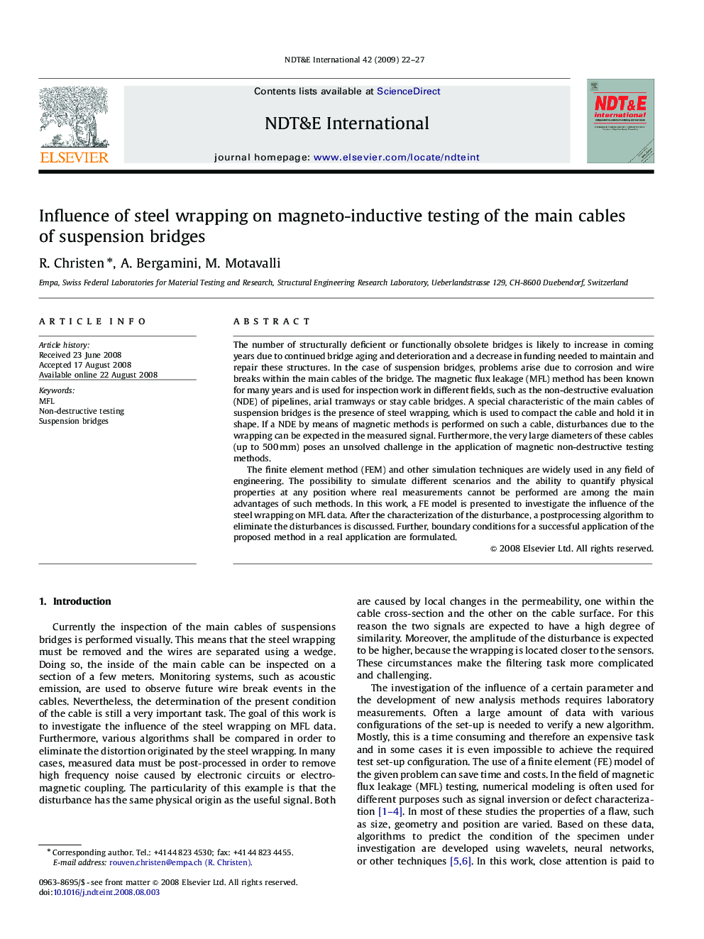 Influence of steel wrapping on magneto-inductive testing of the main cables of suspension bridges