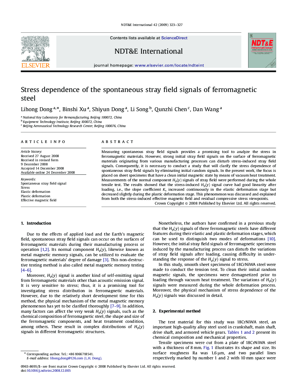 Stress dependence of the spontaneous stray field signals of ferromagnetic steel