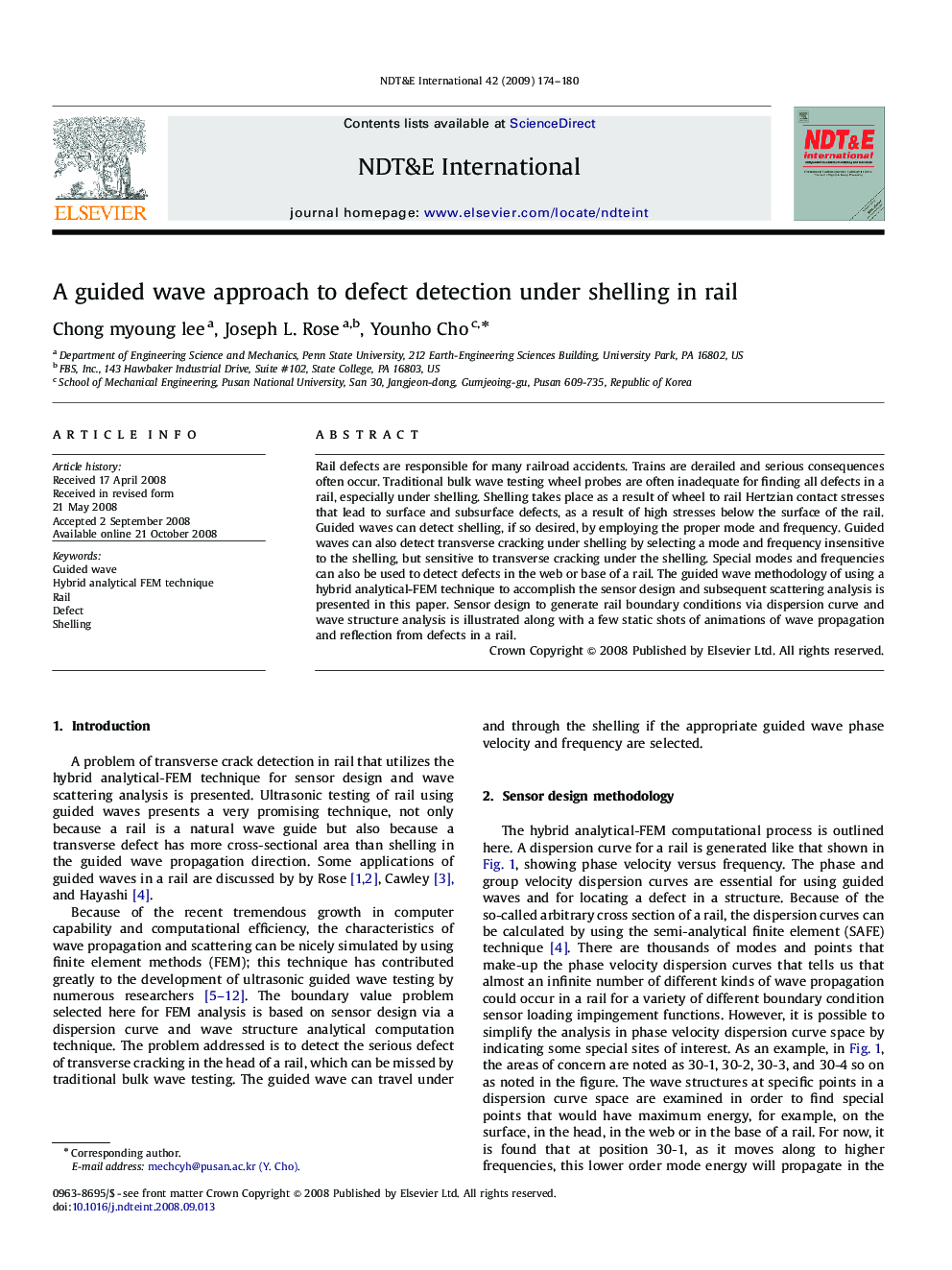 A guided wave approach to defect detection under shelling in rail