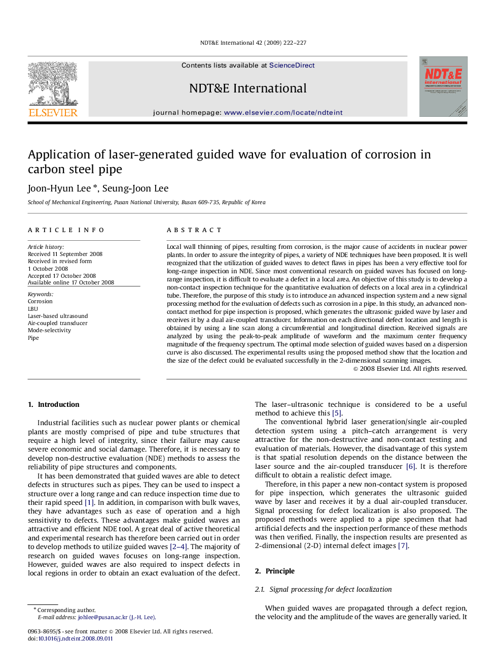 Application of laser-generated guided wave for evaluation of corrosion in carbon steel pipe