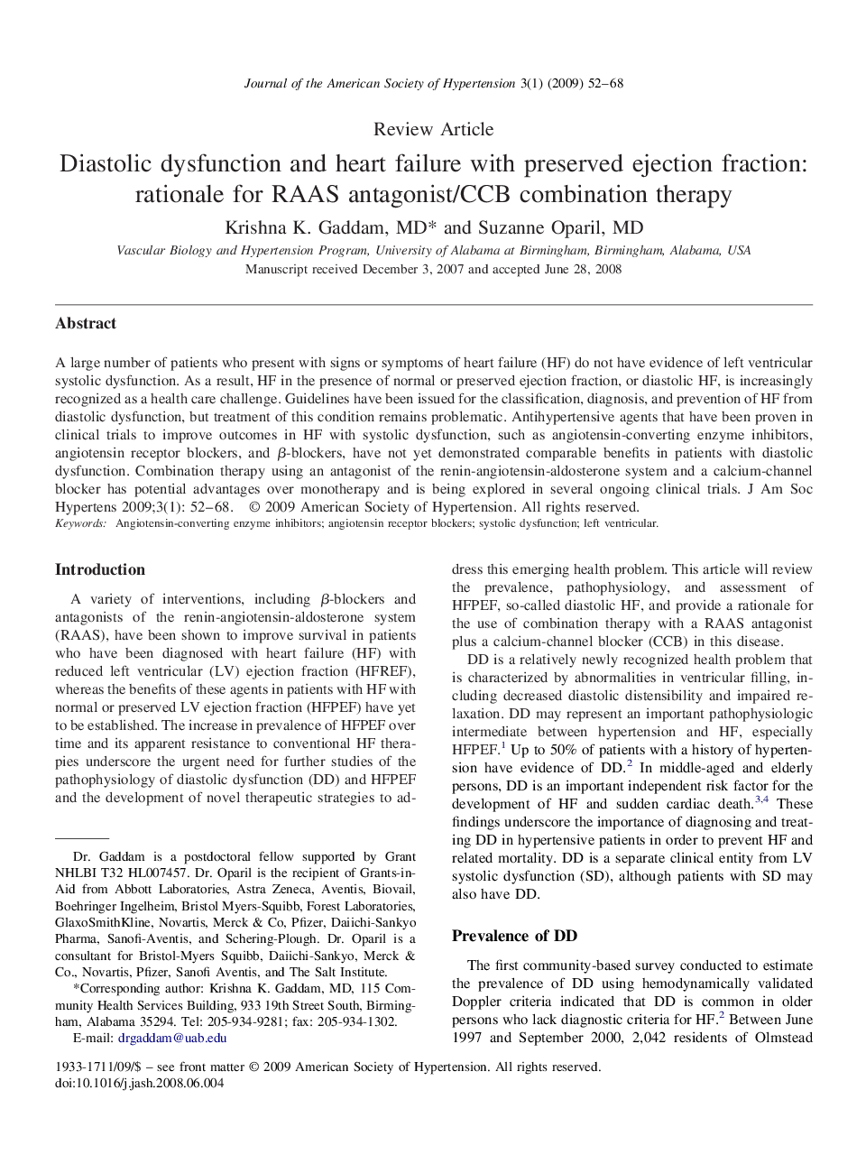 Diastolic dysfunction and heart failure with preserved ejection fraction: rationale for RAAS antagonist/CCB combination therapy 