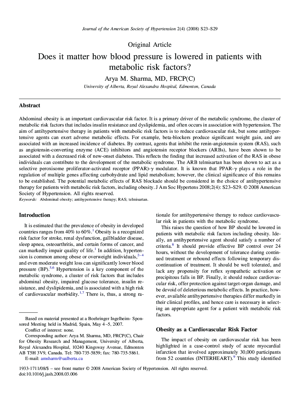 Does it matter how blood pressure is lowered in patients with metabolic risk factors? 