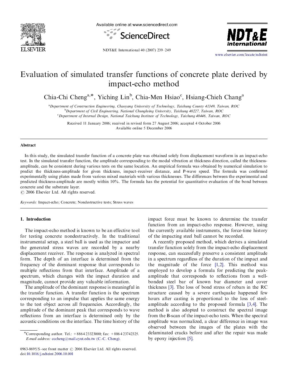 Evaluation of simulated transfer functions of concrete plate derived by impact-echo method