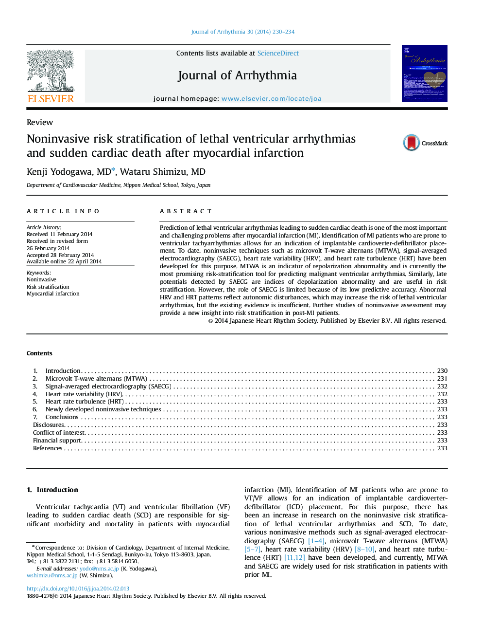 Noninvasive risk stratification of lethal ventricular arrhythmias and sudden cardiac death after myocardial infarction