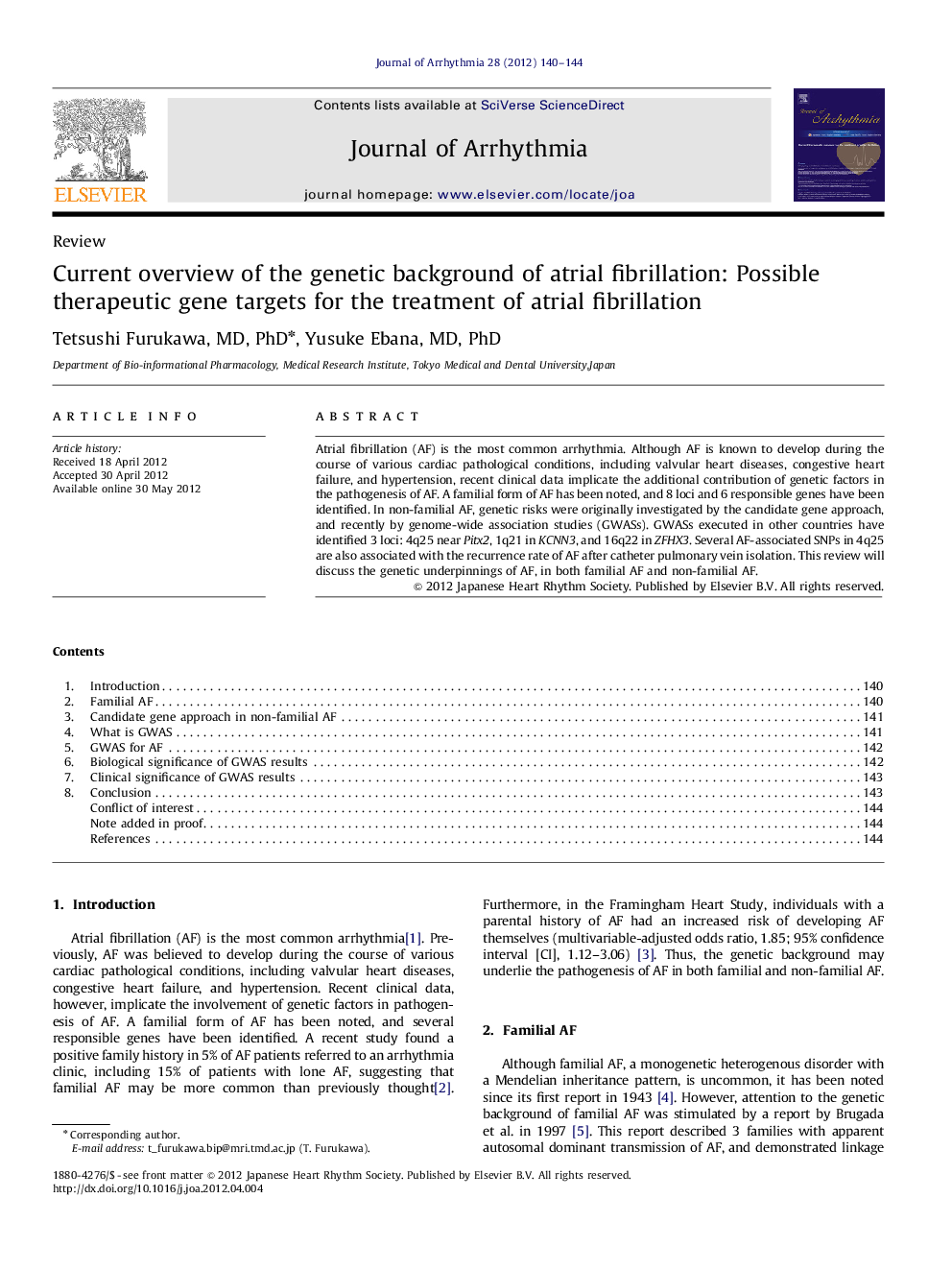 Current overview of the genetic background of atrial fibrillation: Possible therapeutic gene targets for the treatment of atrial fibrillation