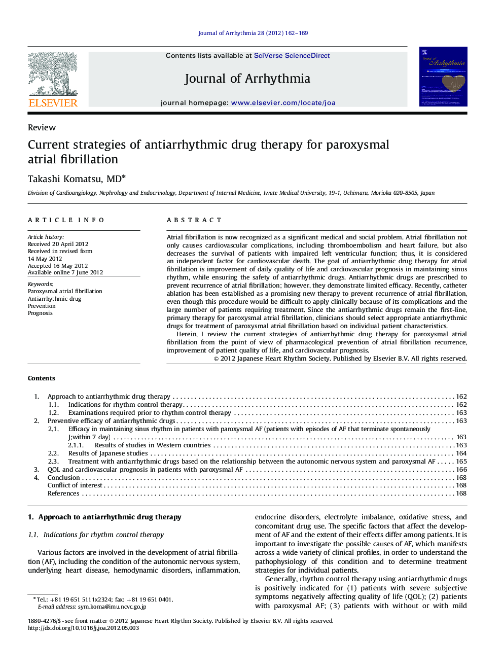 Current strategies of antiarrhythmic drug therapy for paroxysmal atrial fibrillation
