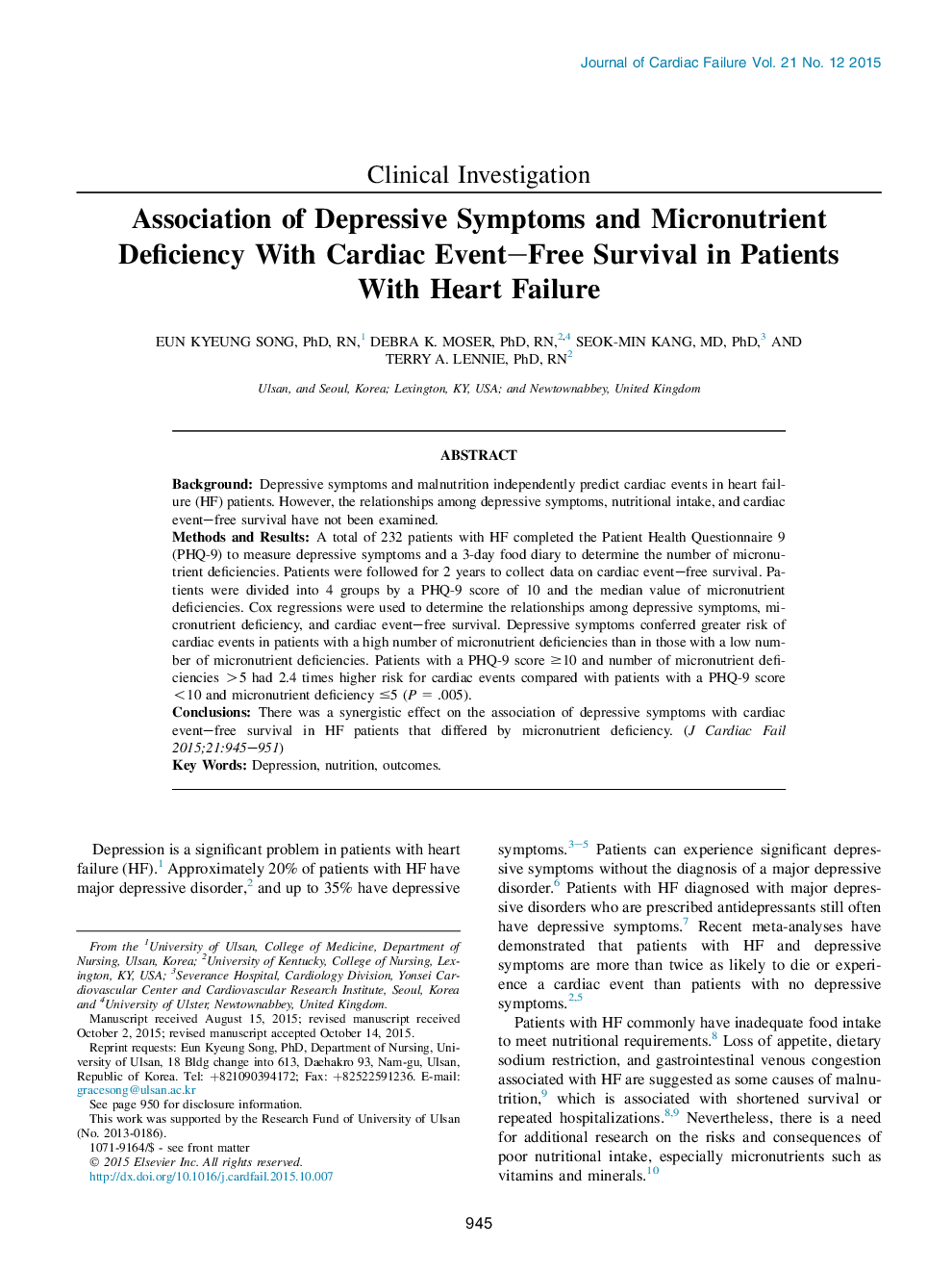 انجمن علائم افسردگی و کمبود میکروارگانیسم با وقوع قلب حاملگی در بیماران مبتلا به نارسایی قلبی 