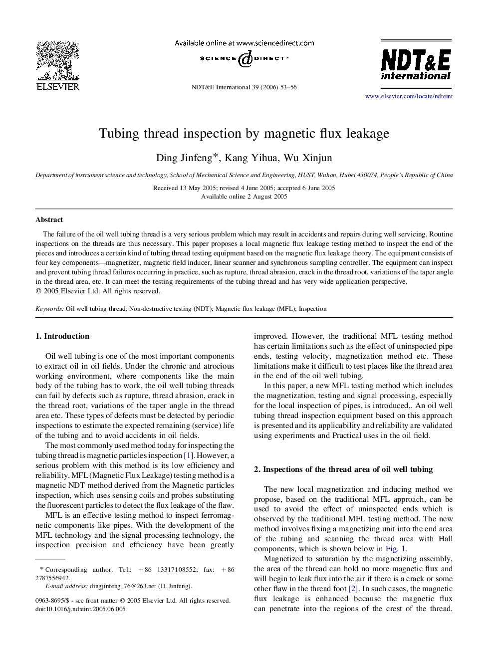 Tubing thread inspection by magnetic flux leakage