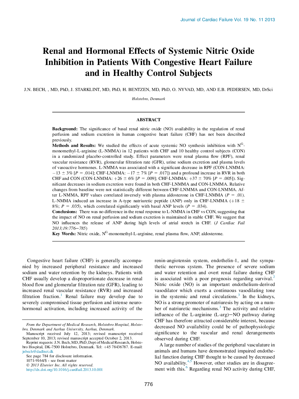 Renal and Hormonal Effects of Systemic Nitric Oxide Inhibition in Patients With Congestive Heart Failure and in Healthy Control Subjects 