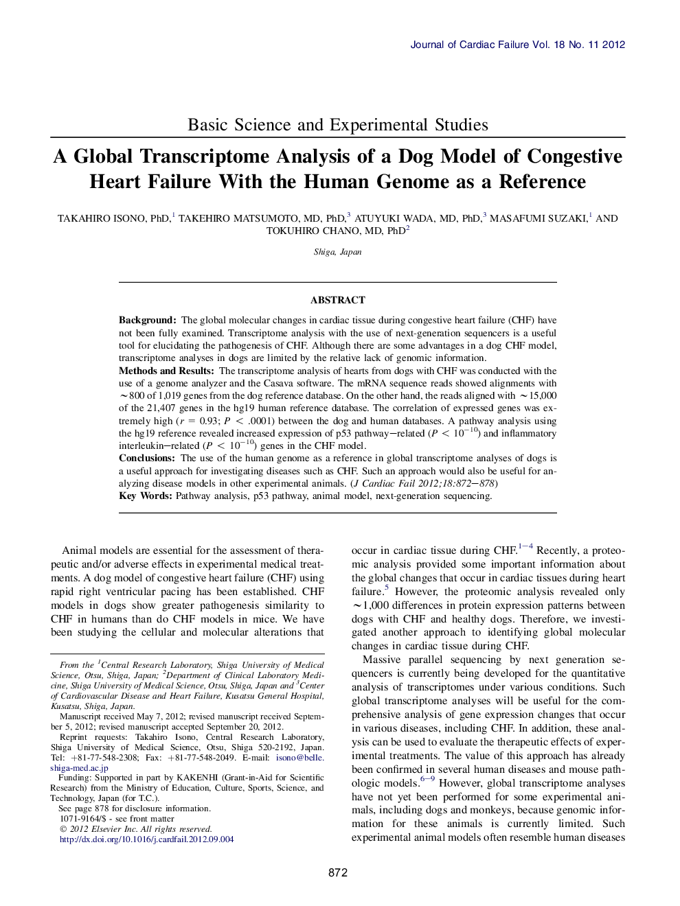 A Global Transcriptome Analysis of a Dog Model of Congestive Heart Failure With the Human Genome as a Reference 