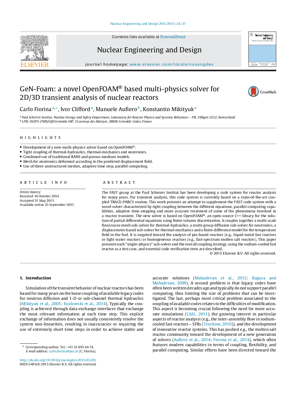 GeN-Foam: a novel OpenFOAM® based multi-physics solver for 2D/3D transient analysis of nuclear reactors