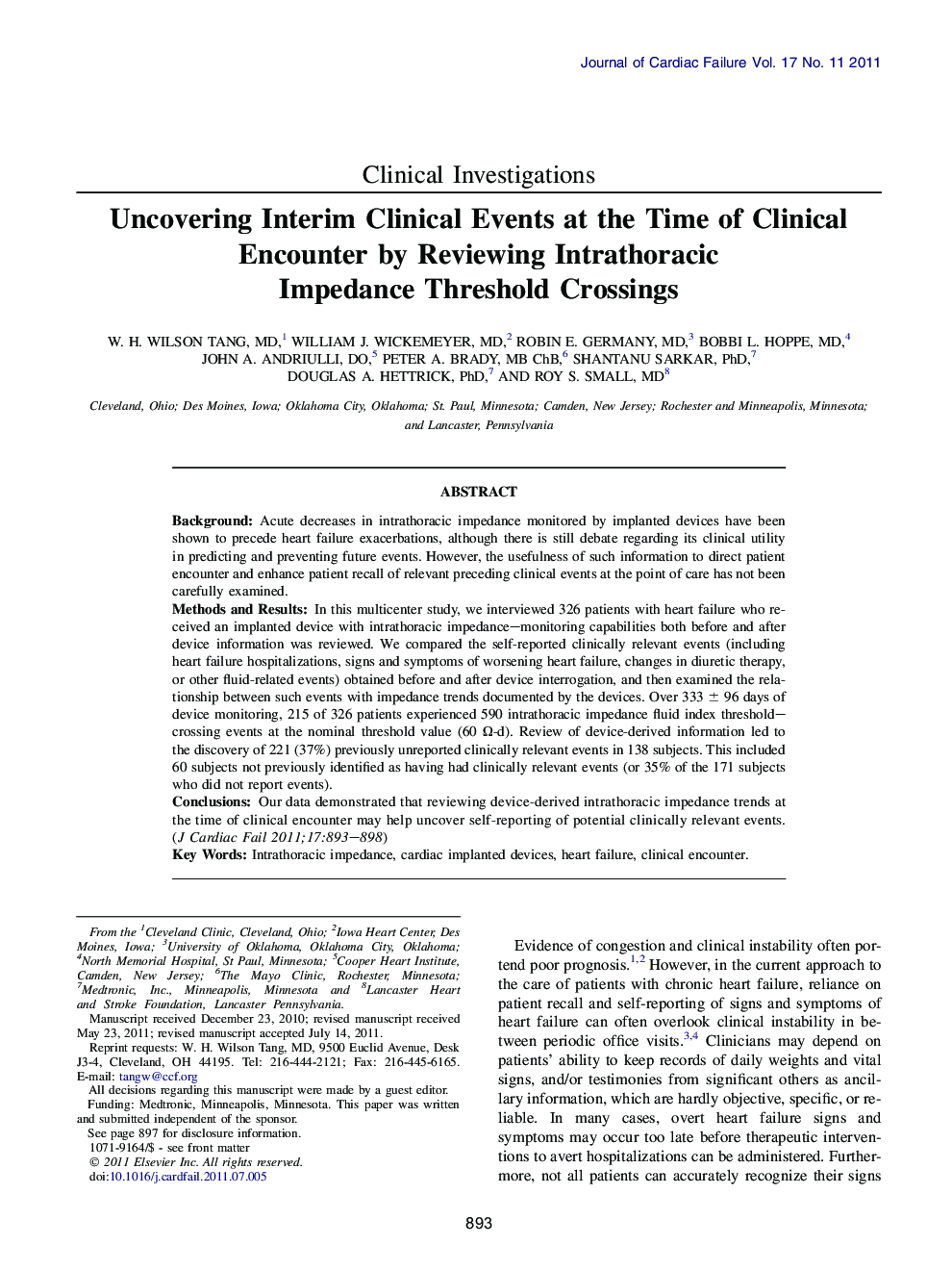 Uncovering Interim Clinical Events at the Time of Clinical Encounter by Reviewing Intrathoracic Impedance Threshold Crossings