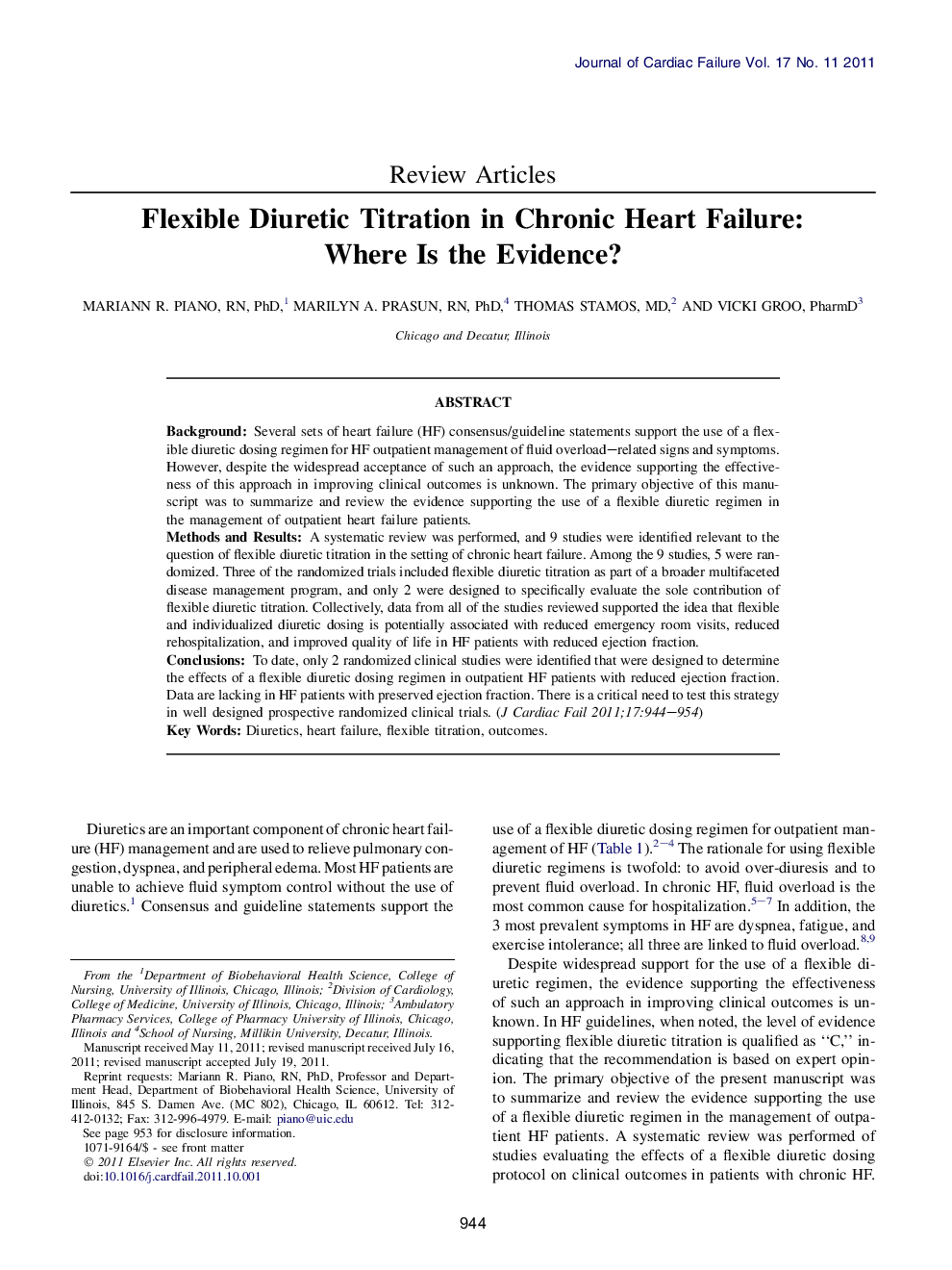 Flexible Diuretic Titration in Chronic Heart Failure: Where Is the Evidence? 