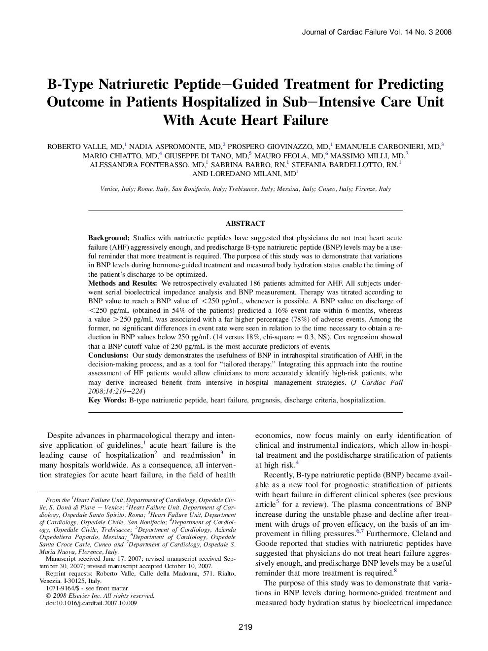 B-Type Natriuretic Peptide–Guided Treatment for Predicting Outcome in Patients Hospitalized in Sub–Intensive Care Unit With Acute Heart Failure