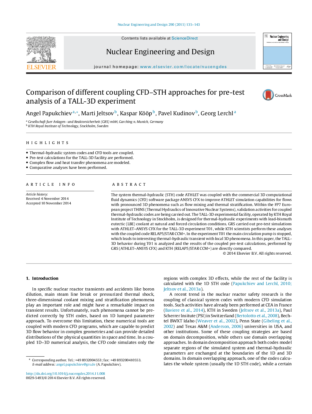 Comparison of different coupling CFD–STH approaches for pre-test analysis of a TALL-3D experiment