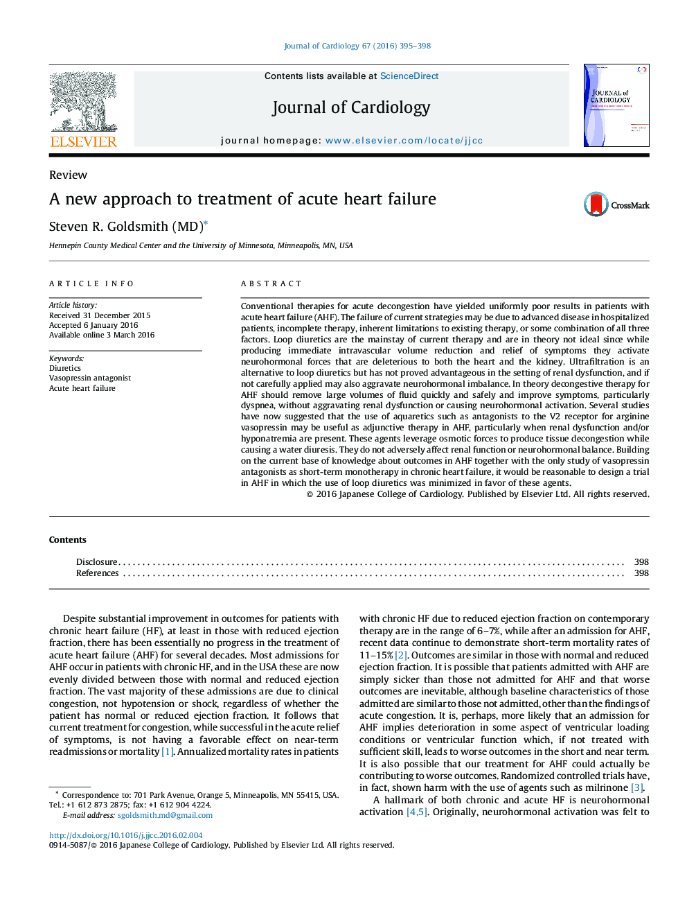 A new approach to treatment of acute heart failure