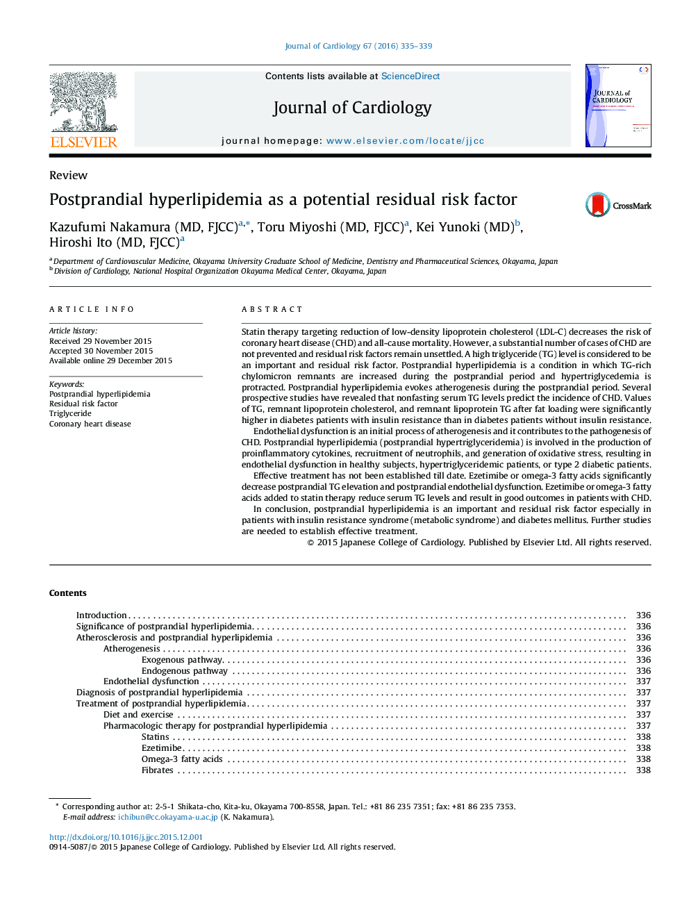 Postprandial hyperlipidemia as a potential residual risk factor