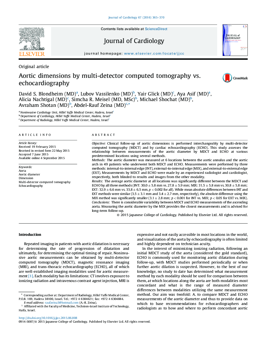 Aortic dimensions by multi-detector computed tomography vs. echocardiography