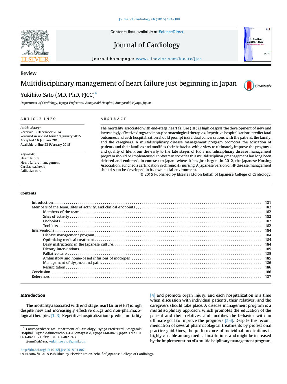 Multidisciplinary management of heart failure just beginning in Japan