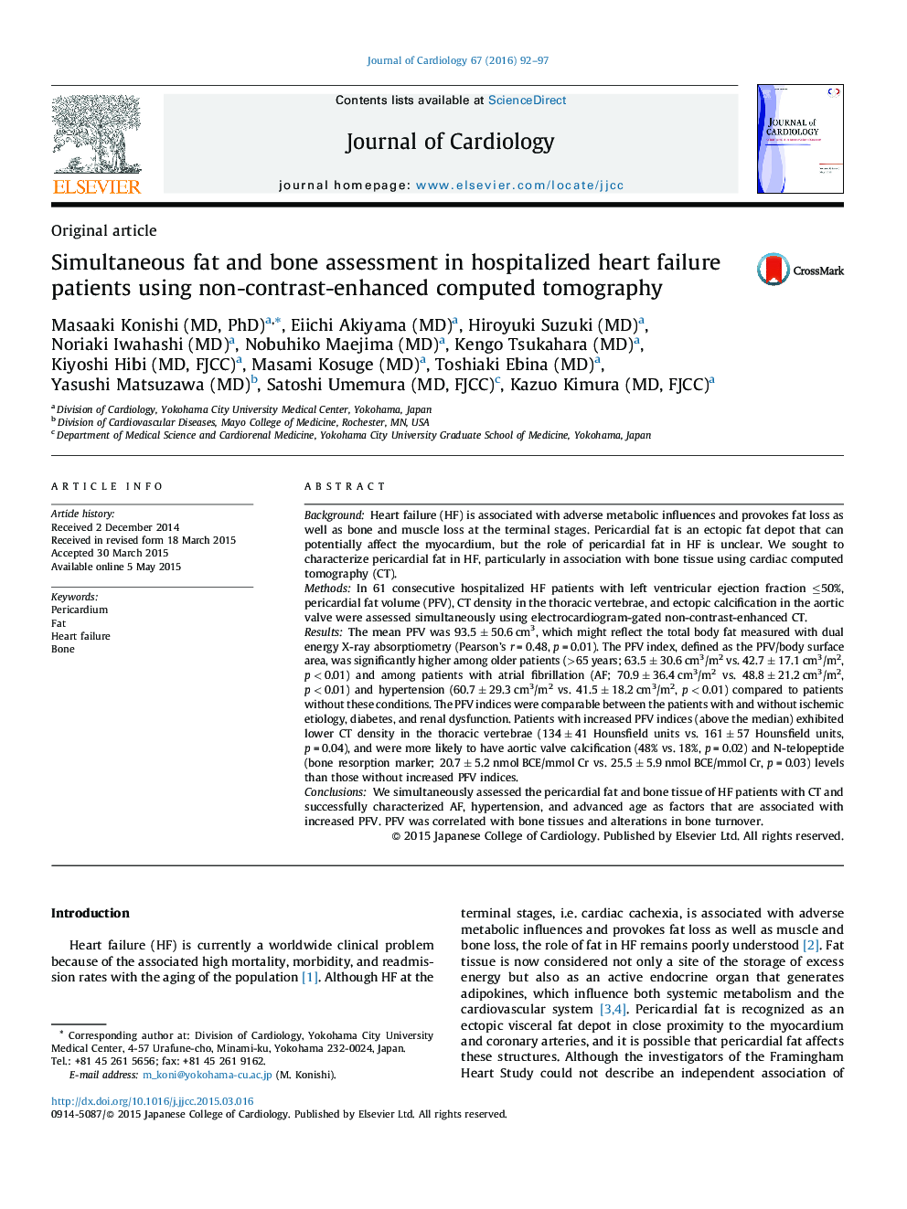 Simultaneous fat and bone assessment in hospitalized heart failure patients using non-contrast-enhanced computed tomography