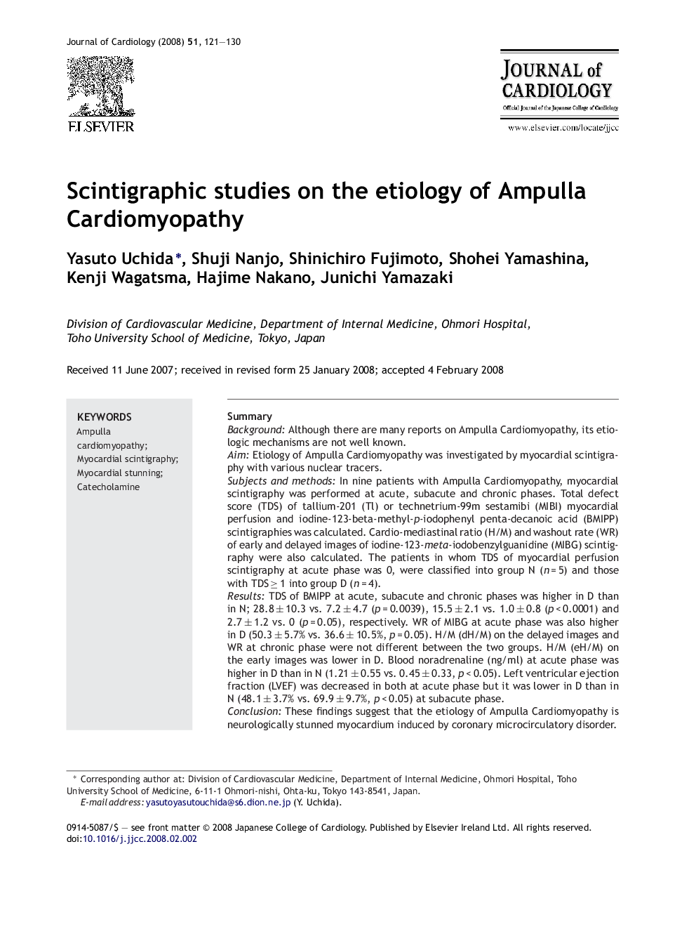 Scintigraphic studies on the etiology of Ampulla Cardiomyopathy