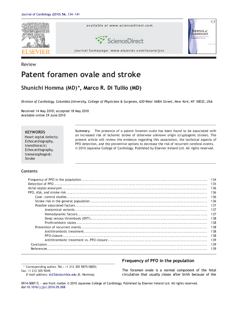 Patent foramen ovale and stroke