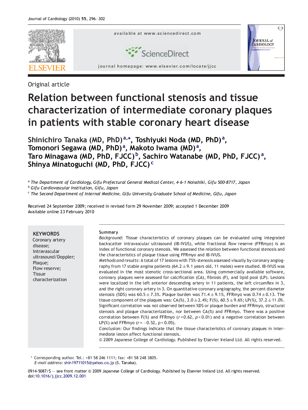 Relation between functional stenosis and tissue characterization of intermediate coronary plaques in patients with stable coronary heart disease